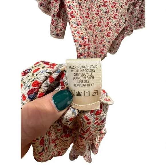 Max Studio Flowing Flutter Sleeve Ruffled High Low Hem Wrap Dress Size XS - Picture 6 of 6